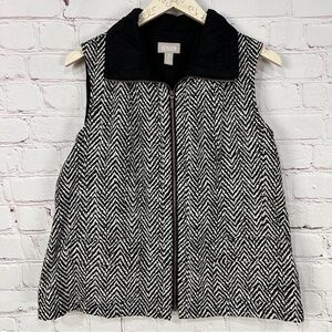 Chicos vest size large 3 three lightweight black tan grey zippered warm comfy